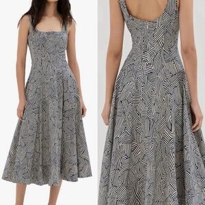STAUD Wells Cotton Geometric Midi Dress, SOLD OUT